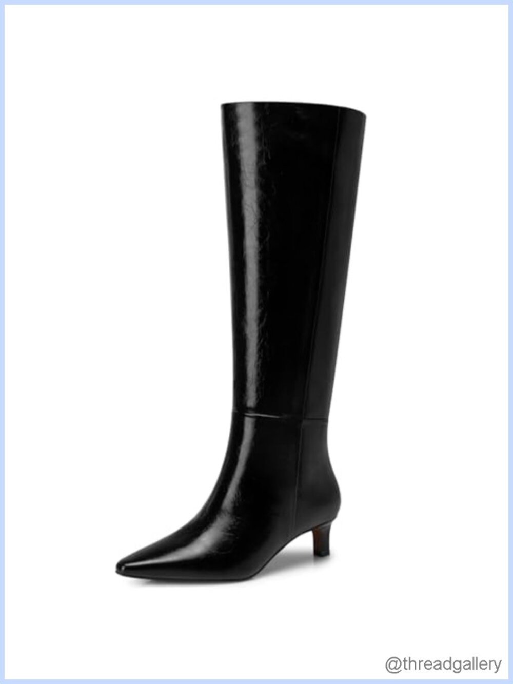 Women's Knee High Boots Kitten Heel Faux Leather Wide Calf Tall Boots